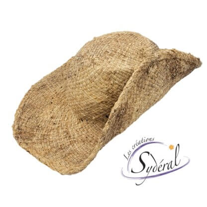 Chapeau mousquetaire en paille naturelle ramie vue de côté