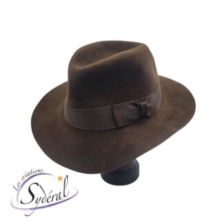 Chapeau Fédora style Indiana Jones en feutre fourrure "suède"