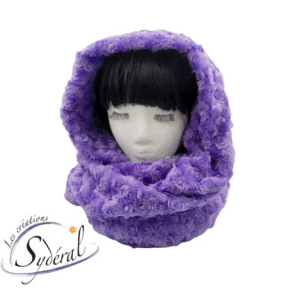 Foulard infini / capuchon multi-fonctions en fourrure synthétique mauve