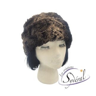 Chapeau Jeanne en fourrure synthétique marbré brun