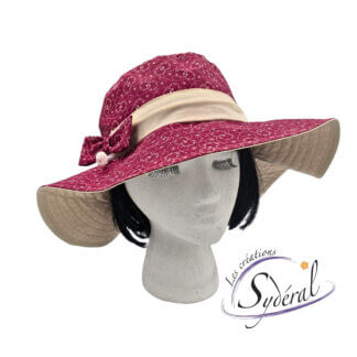 capeline coton bourgogne et beige vu de face